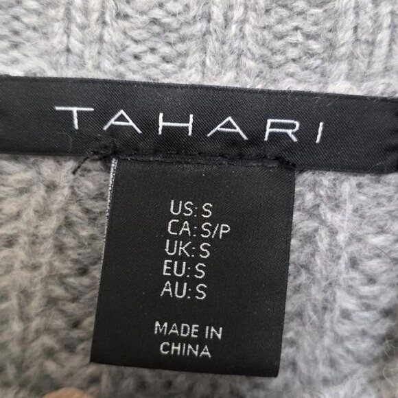 Tahari Women's Gray Cable Knit Turtleneck Sweater Ribbed Hem Warm Thick Winter S - Picture 7 of 8